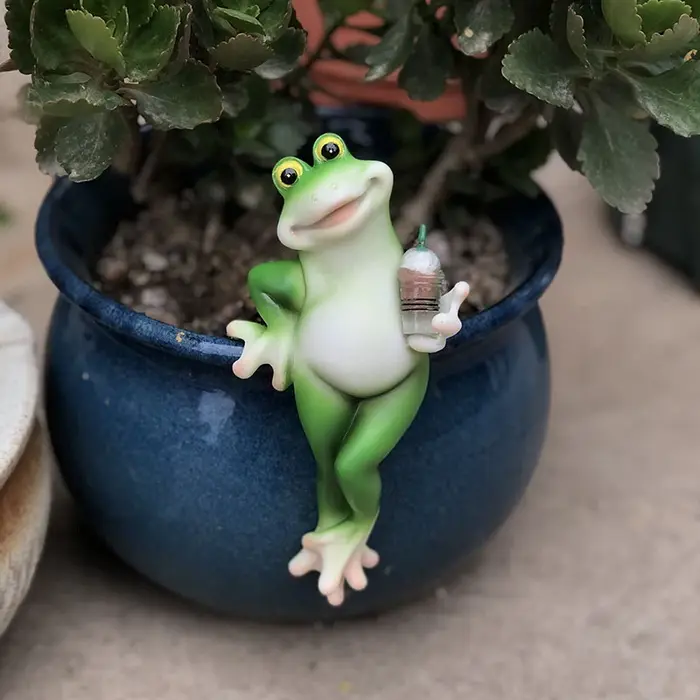 Décorations de cintre de plante de Figurine de grenouille pour des Pots