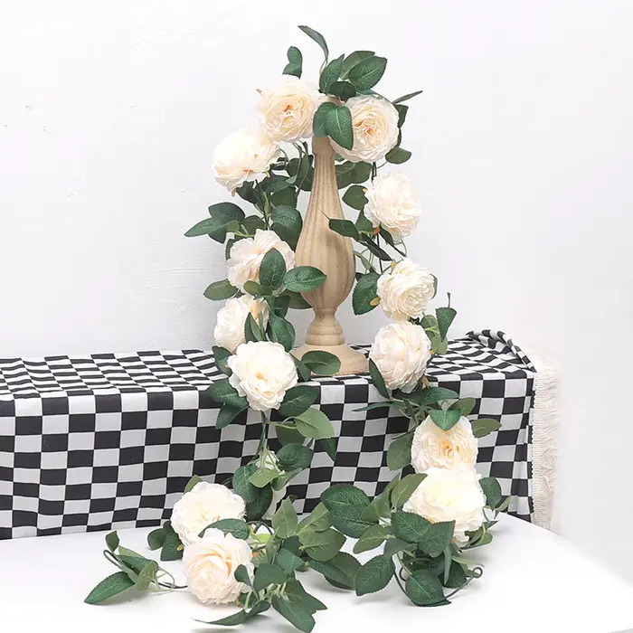 Rose soie pivoine artificielle grandes fleurs vignes mariage rotin lierre fête tenture murale arc guirlande maison jardin décoration plantes