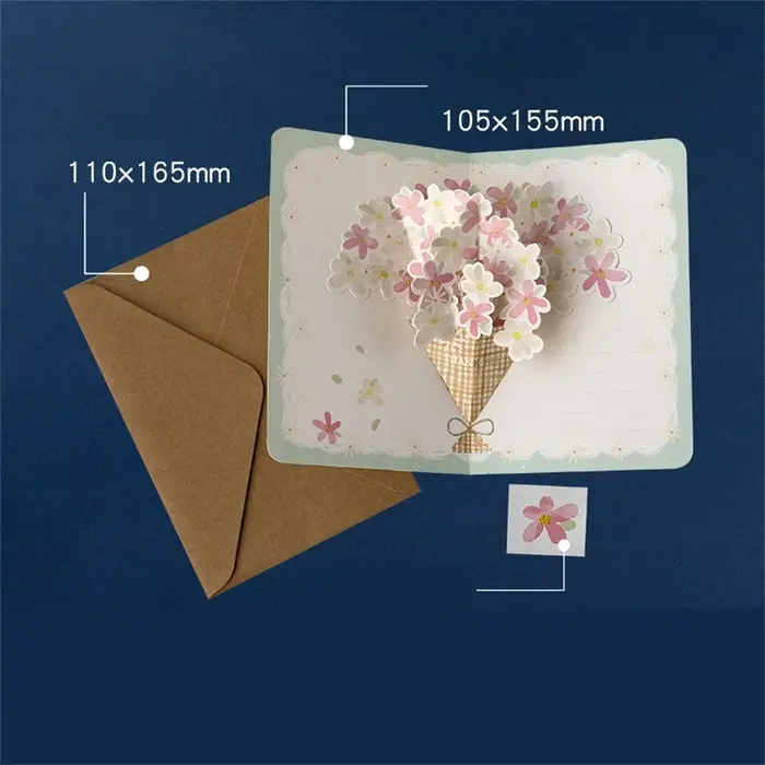 Pop-Up 3d tulipes Roses tournesols Bouquet carte de voeux