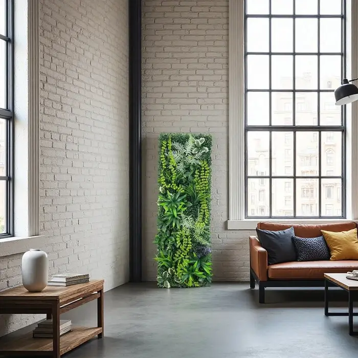 Panneau mural végétal artificiel 40x120cm avec herbe et fleurs