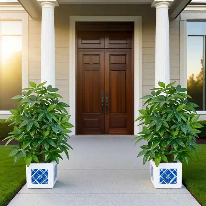 1 pièces grandes plantes vertes réalistes arbre d'argent artificiel paume pour jardin extérieur mariages fêtes balcon porche cour noël