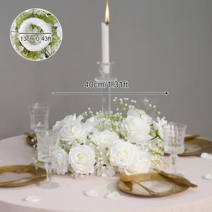 Couronne de Souffle de Bébé Rose Blanche, Guirxiété de Fleurs, Centre de Table, Décor de Mariage Flo
