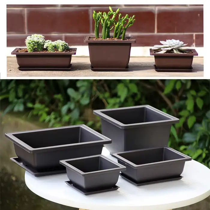Pots de fleurs rectangulaires carrés en plastique