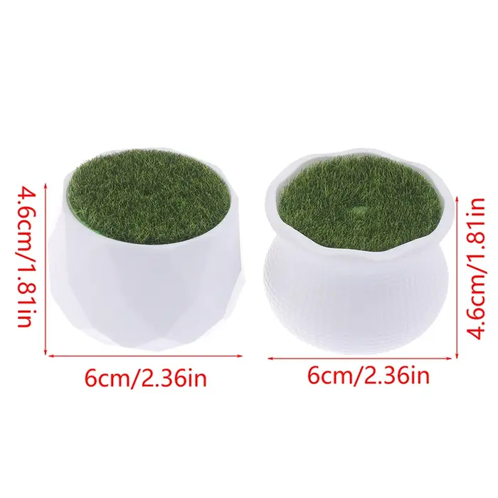 Lot de 5 pots de fleurs ronds avec vase en gazon artificiel