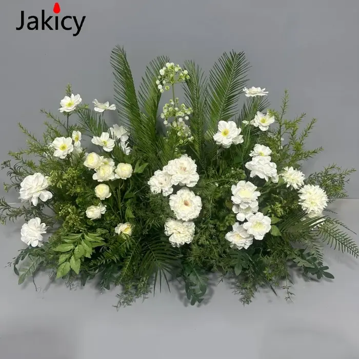 Plantes vertes feuille mariage fleur de soie artificielle terre rangée fleur haute scène événement r