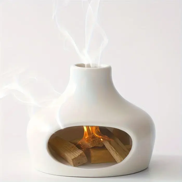 Brûleur élégant en céramique Palo Santo & Sage avec cheminée – Parfait pour la méditation