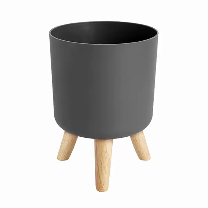 Pots de plantes modernes avec support de pieds en bois