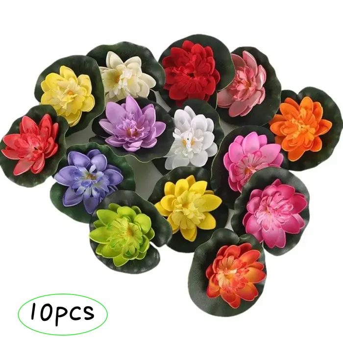 10 pièces Lotus fleur artificielle flottant fausse plante