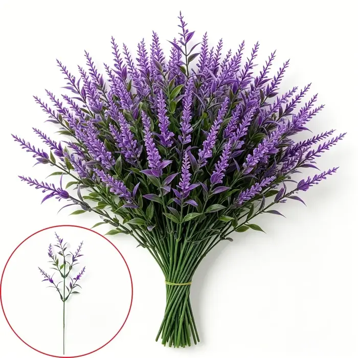 1/2/3/5 pièces de fleurs artificielles de lavande, fausses fleurs de lavande violettes, adaptées à la décoration intérieure/extérieure, aux porches et aux cours.