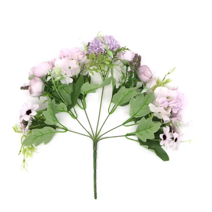 Offre spéciale 1 pièce de fleurs mélangées multicolores belle fleur artificielle rose hortensia soie faux bouquet pour la décoration de mariage en famille