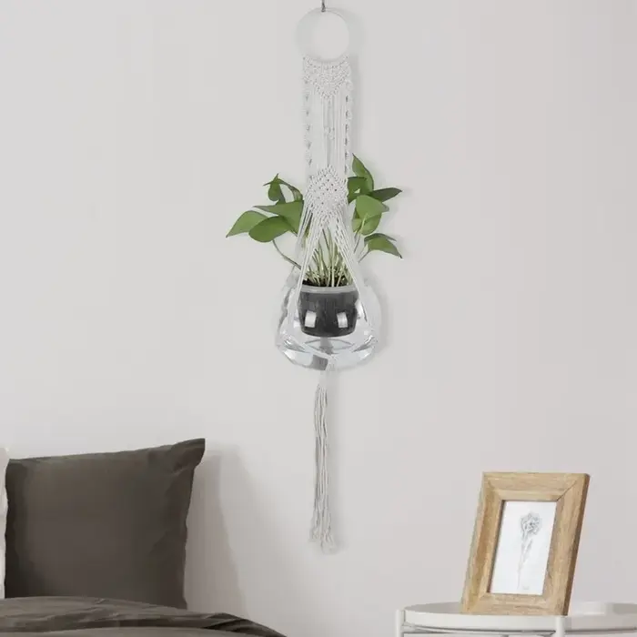 Cintre mural en macramé pour plantes