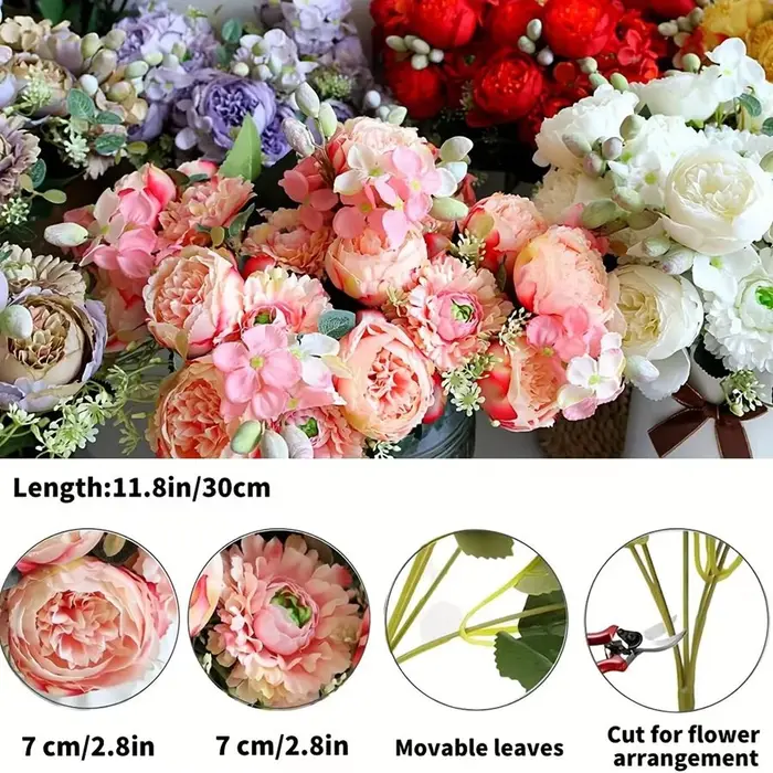Fleurs artificielles Vénus rose Bouquet Soie