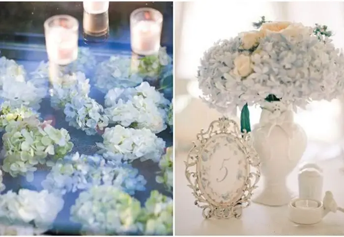 Fleurs artificielles d'hortensia en soie avec 5 grandes têtes
