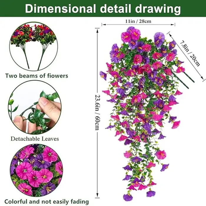 Fleurs artificielles en rotin Morning Glories en plein air couronne de mariage mariée BouquetArch Home RoomYard Festival DecorDiy usine de jardin