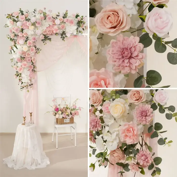 Uflower – fleurs artificielles roses, décor de mariage, arrière-plan de bienvenue, Art Floral suspendu, accessoires de rangée de fleurs, boule de fleurs leader sur la route