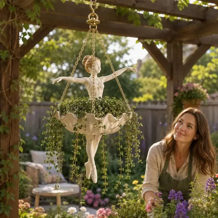 Porte-fleurs en résine pour plantes d'intérieur, multifonctionnel avec crochet supérieur et trois ch