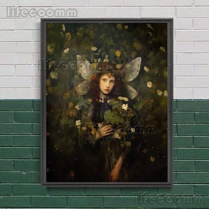 Toile d'art mural Vintage avec fleurs féeriques