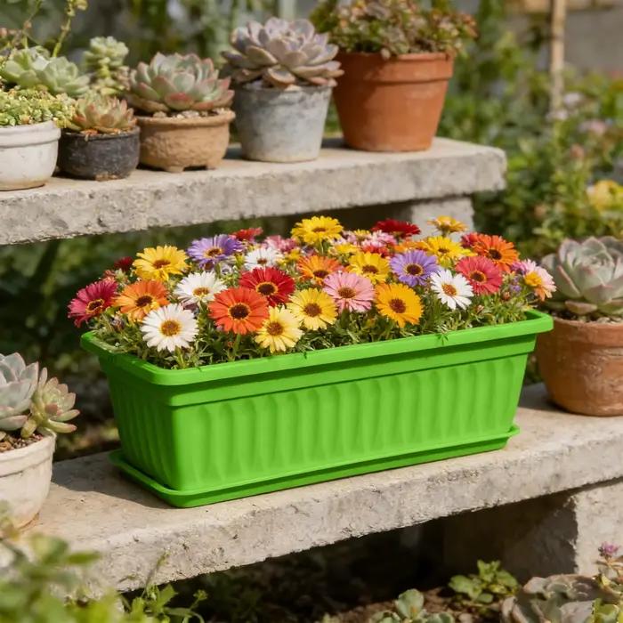 Jardinière rectangulaire en plastique