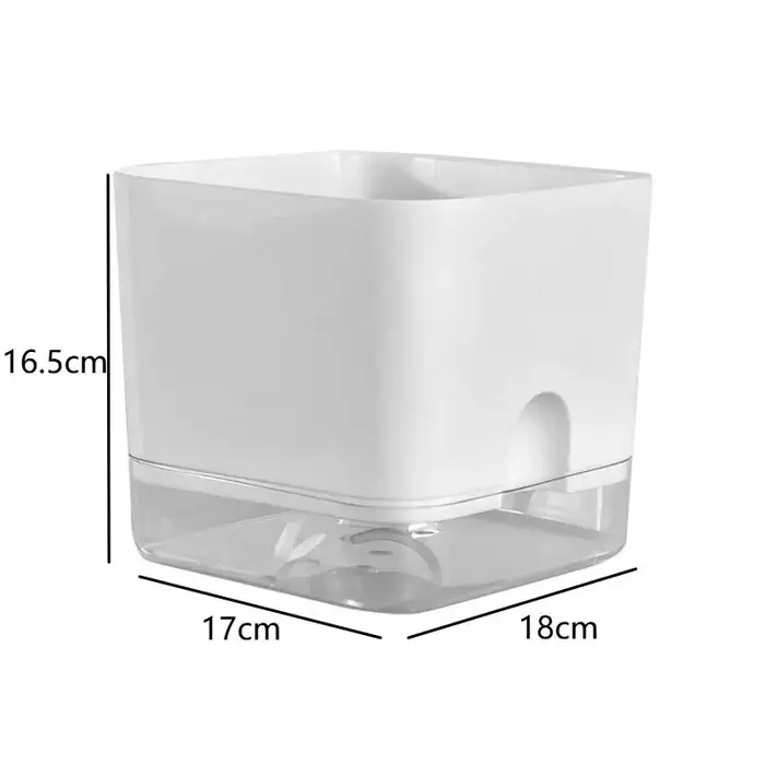 ▪ Pot de fleurs auto-arrosant blanc carré à double couche pour plantes d'intérieur et d'extérieur, balcon, jardin, décoration