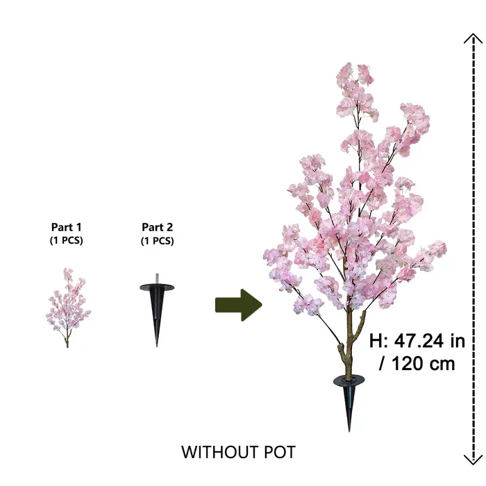 Arbre à fleurs de cerisier rose artificiel de 120-180 cm, plante artificielle pour l'intérieur et l'