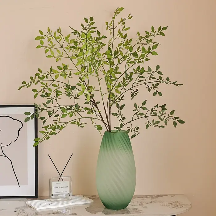 Plante artificielle verte à branche unique de type Forsythia