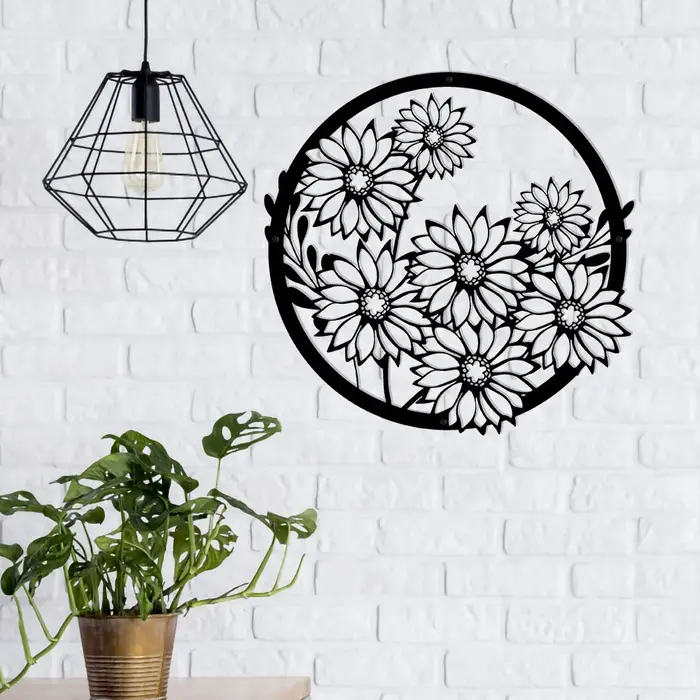 Panneaux de fleurs en métal noir