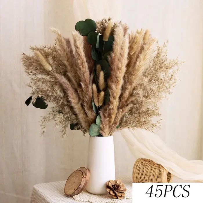 60 Pièces de Bouquet de Fleurs Séchées d'Herbe de la Pampa, Décoration Naturelle pour Mariage et Mai