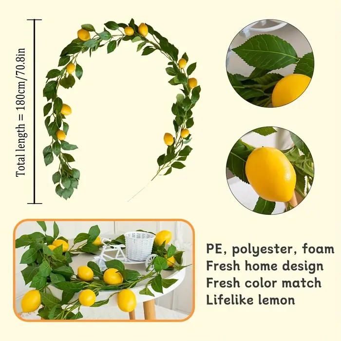 Couronne de citron artificielle avec plantes vertes