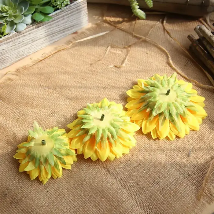 Tête de fleur artificielle tournesol en soie