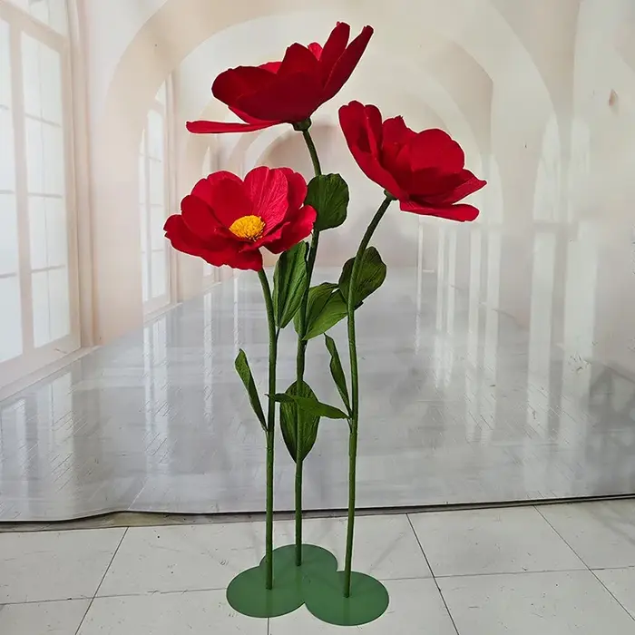 Fleurs artificielles camélia rouge 190cm
