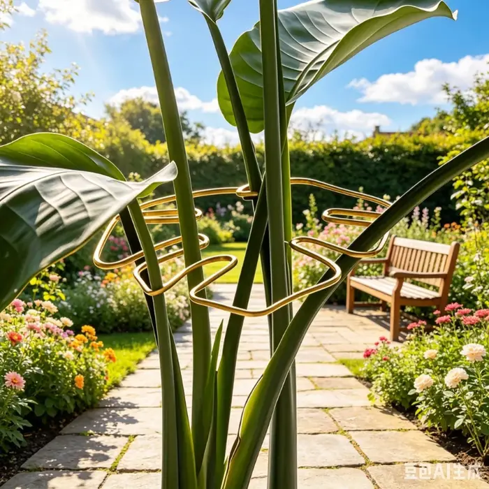 Support de plante en métal en forme de feuille de Monstera
