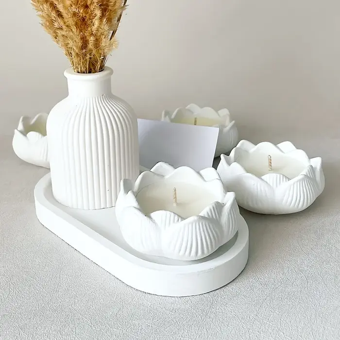 Plateau de Vase rayé Lotus, ensemble de moules en Silicone, bricolage, résine époxy, moule en plâtre pour Arrangement floral, argile aromatique, artisanat, décoration de la maison