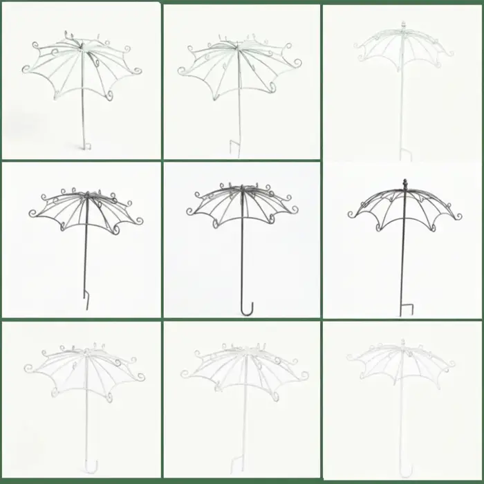 Treillis en forme de parapluie pour arrangement floral, support décoratif ajouré en fer, style rustique, pour plantes grimpantes, jardin de villa