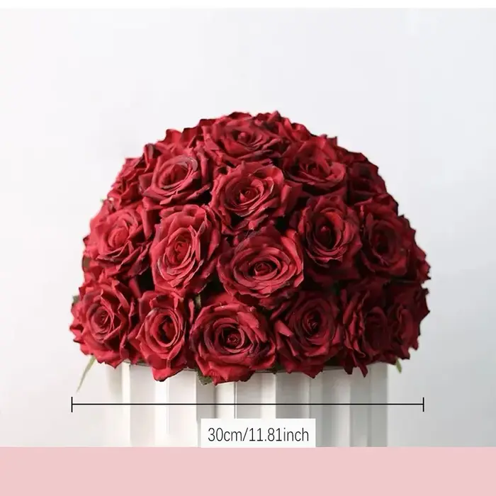 2m rose rouge plantes vertes artificielles fleur rangée coureur mariage toile de fond centre fleur b