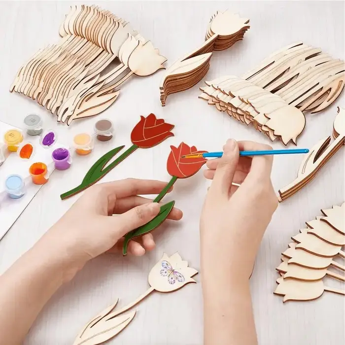 Ensemble de découpeurs de fleurs en papier de bois - Pack de 12/24/30 pièces