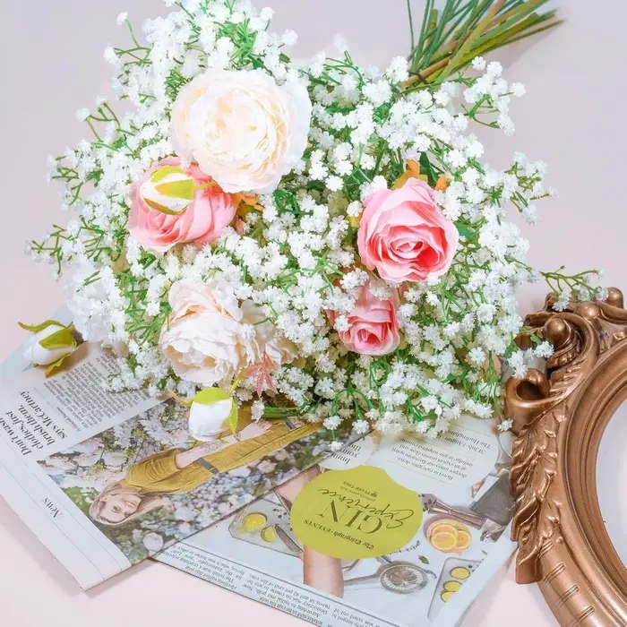 Fleurs artificielles Gypsophila blanches de 60 cm
