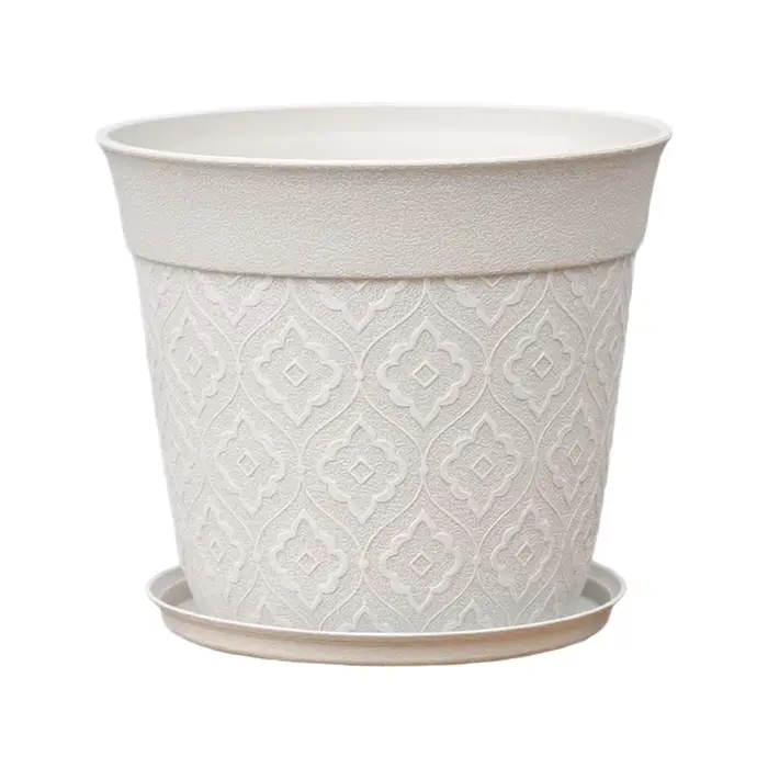 Pot de fleurs en plastique de 8 pouces avec trous de drainage et soucoupe, pot de plantes pour succu