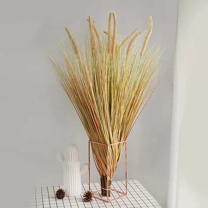 Nouveau 98 cm 2 PC plantes artificielles herbe verte pompon Pampas fausses fleurs fête mariage jardin avec extérieur nordique décoration de la maison
