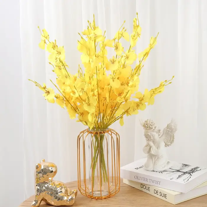 Fleur de cerisier de neige jaune artificielle, décoration de salon, rebord de fenêtre extérieur, déc