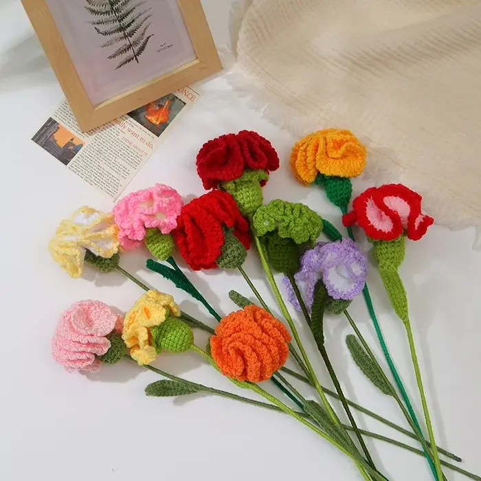 Bouquet de fleurs artificielles en crochet