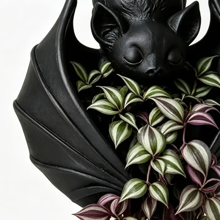 Jardinière suspendue gothique en forme de chauve-souris, pot de fleurs créatif en plastique, pot mural fantaisiste noir, décorations de jardin