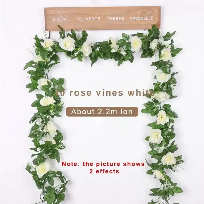 1 pièces 2.2M fleur blanche artificielle faux suspendus fausses plantes de vigne feuilles artificielles guirlande de fleurs décoration de mariage
