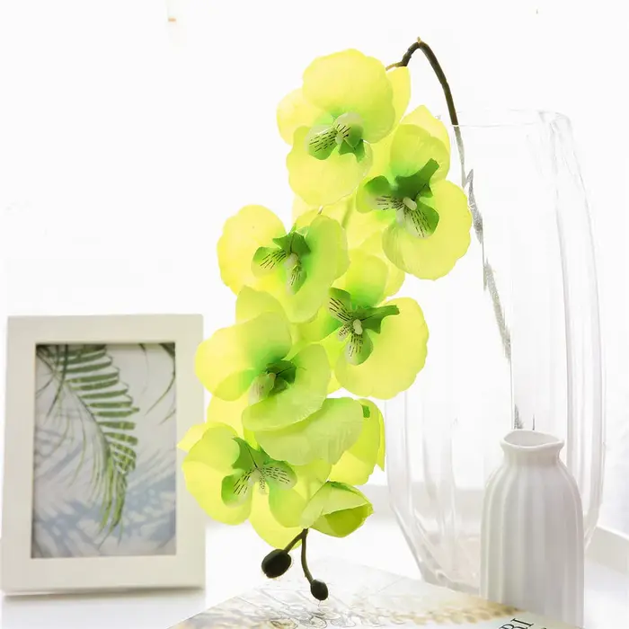 Bouquet de Fleurs Artificielles Orchidées Papillon, Fausses Plantes Phalaenopsis pour Décoration de