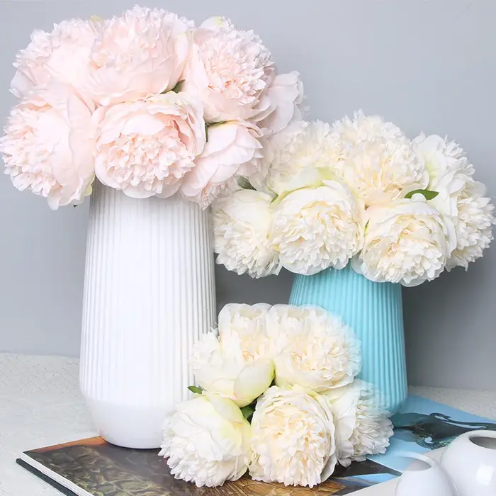 1 Bouquet de pivoines artificielles à 5 têtes