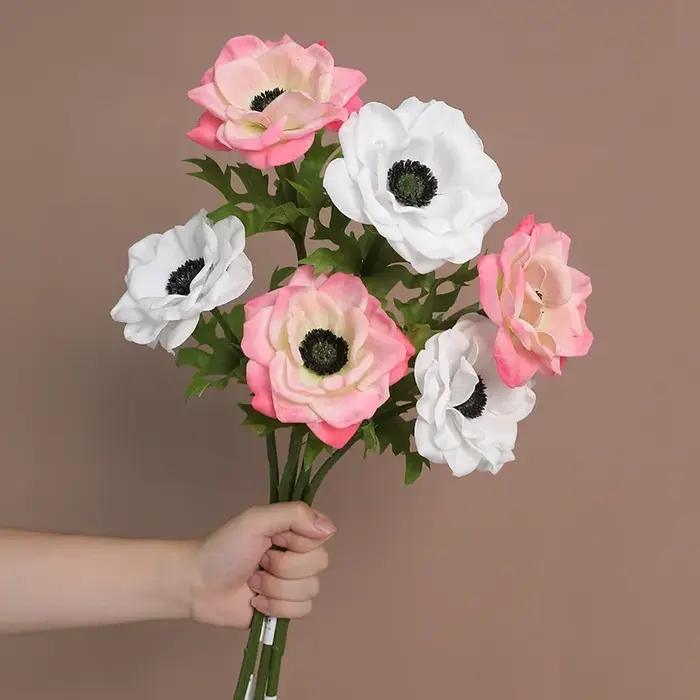 Anémones artificielles roses de mariage
