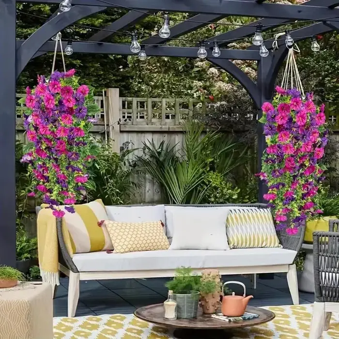 Fleurs artificielles suspendues pétunia en soie