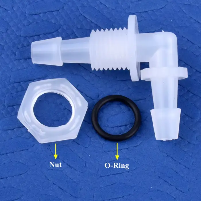 Connecteur coudé pagode PP M6 ~ G1/2 à 2.4-11.1mm + écrou joint torique adaptateur de réservoir d'aq