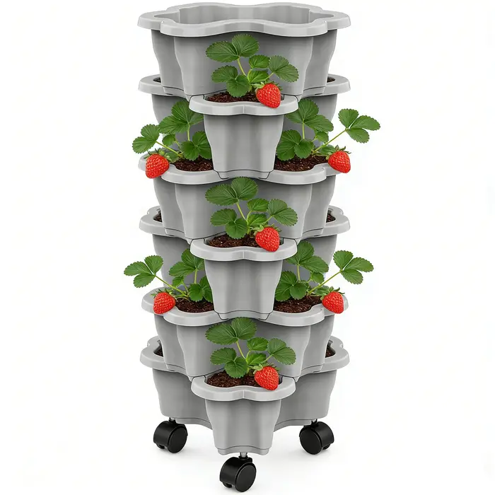 Tour de jardinage verticale à 6 niveaux avec roulettes, peu encombrante et empilable, pour l'intérie