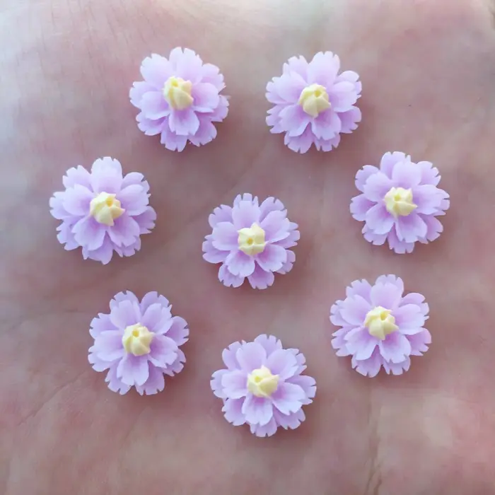 Nouveau 80 pièces résine 13mm 3D fleur Flatback pierre embellissement bricolage Scrapbook artisanat 