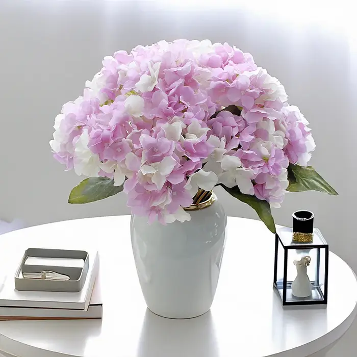 Fleurs artificielles d'hortensia 17 pouces, 5 têtes, décoration fraîche pour la maison, décoration de mariage, Arrangement de Table, fausse affichage Floral, photographie